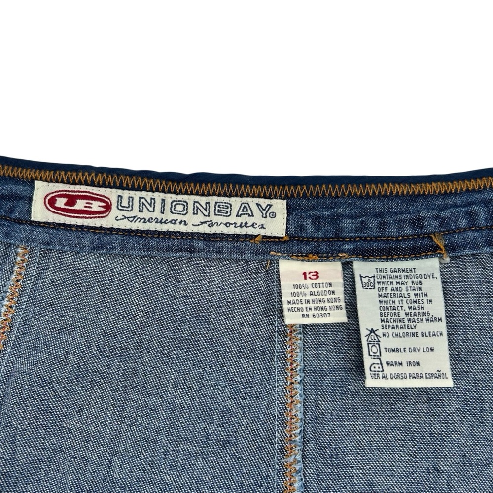 VTG 90s Y2K Unionbay Zip Front Lightweight Denim Skirt Flower Zipper Pull Sz 13 - Picture 6 of 7